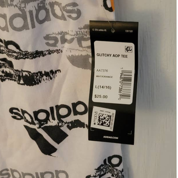 NEW! adidas Boys' Glitchy All Over Print T-Shirt - LG (14/16) - NWT - Picture 3 of 4